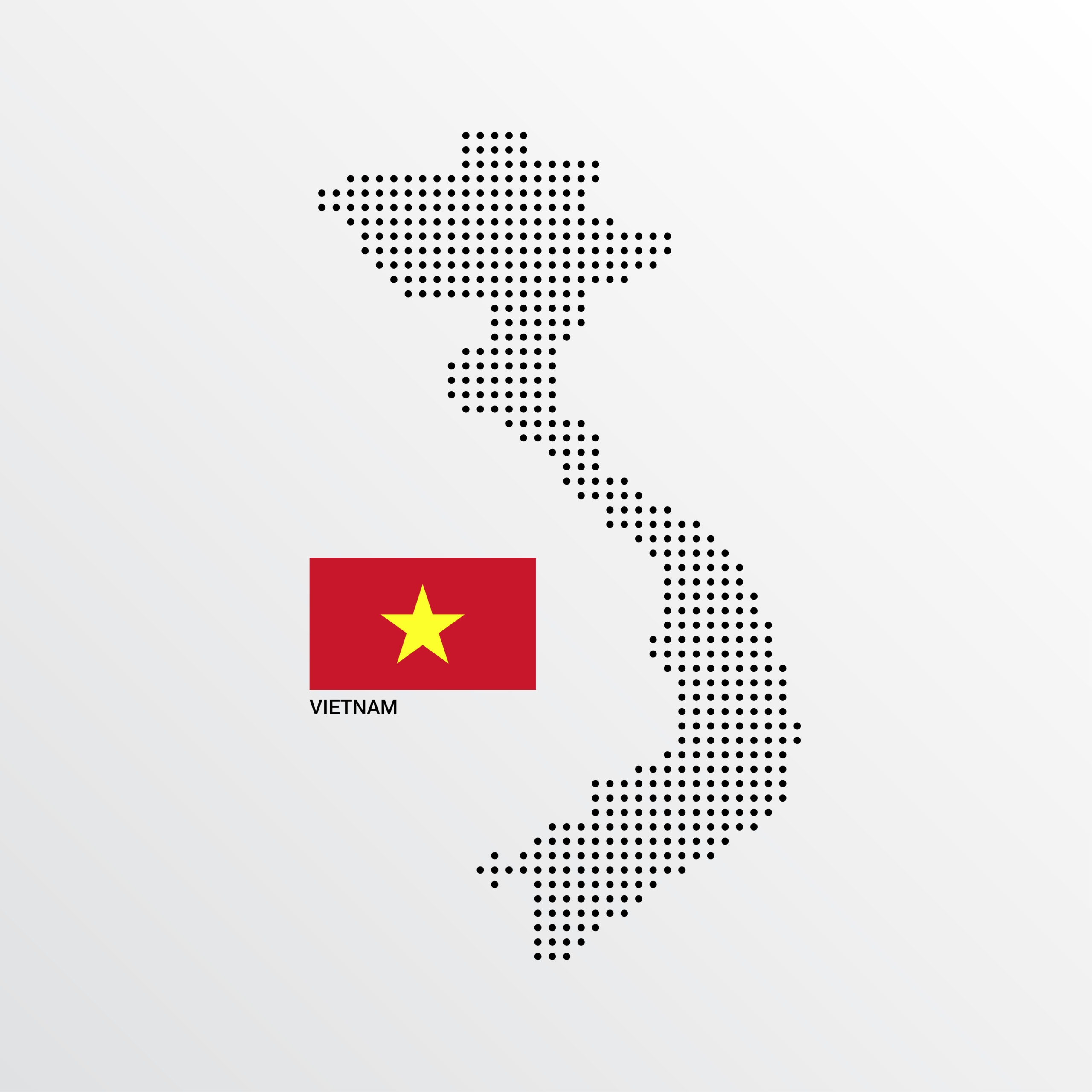 Vietnam Map design with flag and light background vector