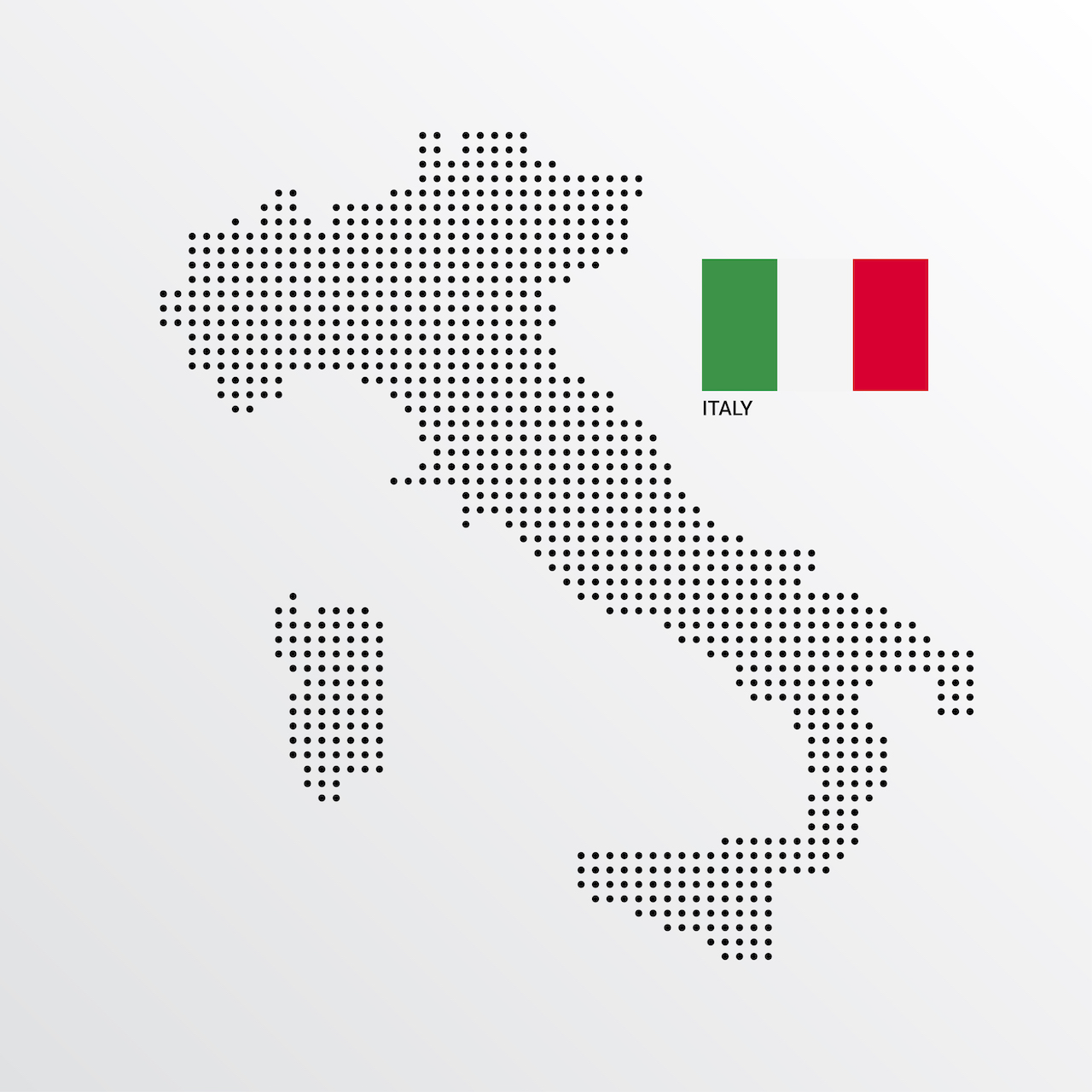 Italy Map design with flag and light background vector