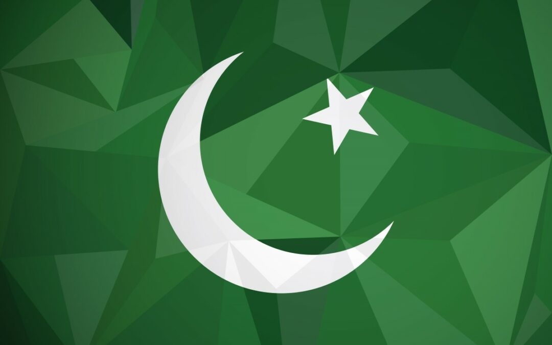 Pakistan flag with geometrical background